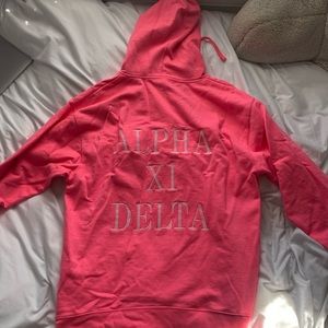 Alpha Xi Delta Sorority Hoodie Hot Pink